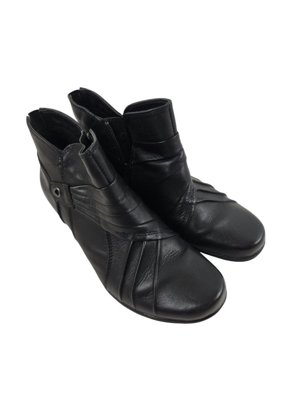 Earth Origins Ruth Womens Black Leather Ankle Boots Size 9.5 Side Zipper
